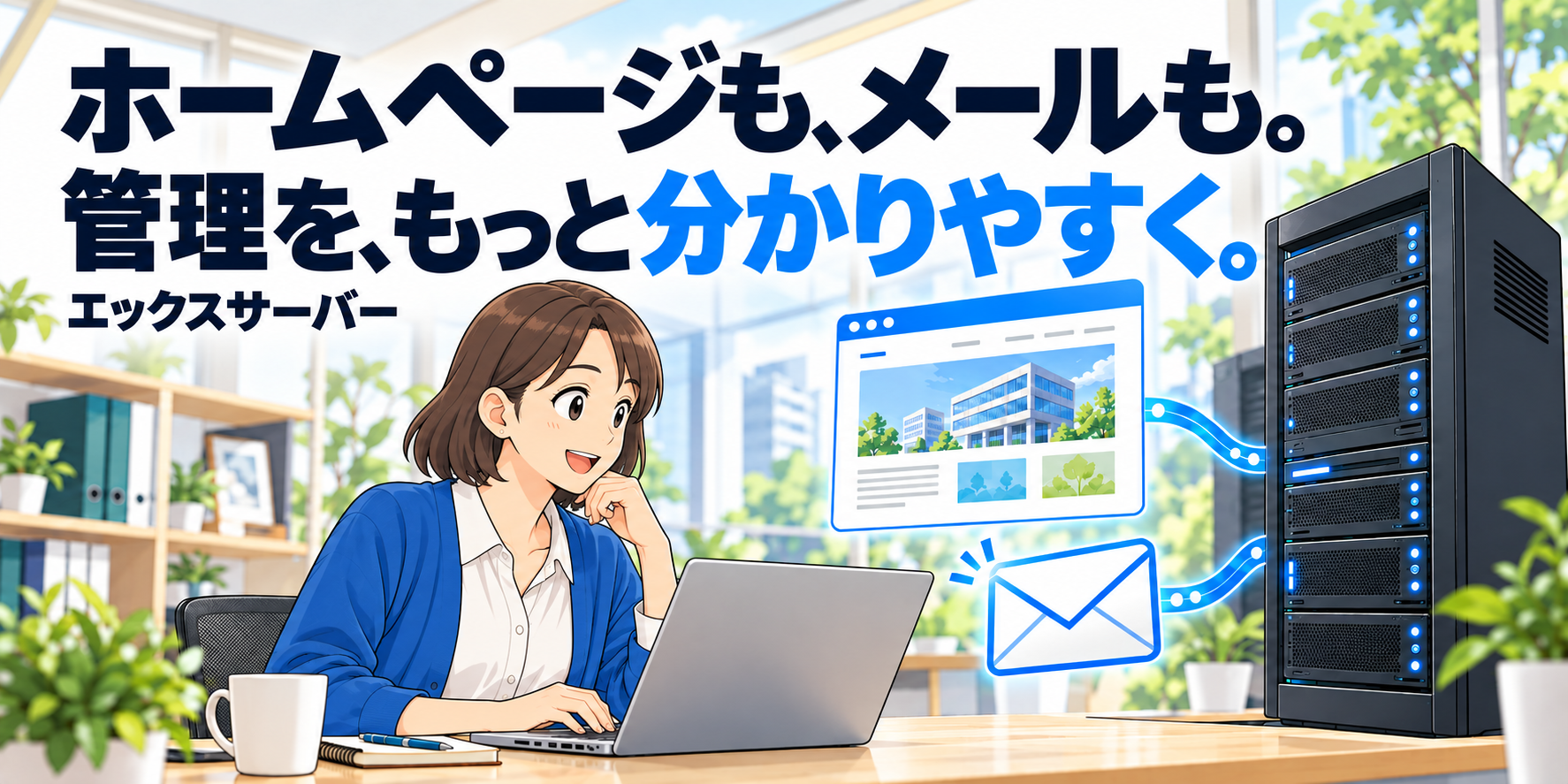 ホームページも、メールも。管理のしやすさで選ぶ、エックスサーバー。